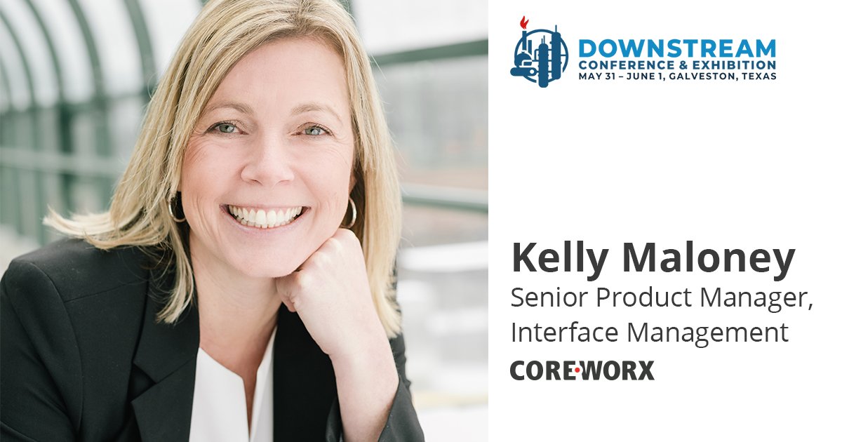 jnicolespencer's tweet photo. If you're at #Downstream2018 head to the Innovation & Development Theatre at 1:35pm to see Kelly Maloney demo @coreworx #interfacemanatgement solution for engineering and construction projects https://t.co/VJkFjYmIIP