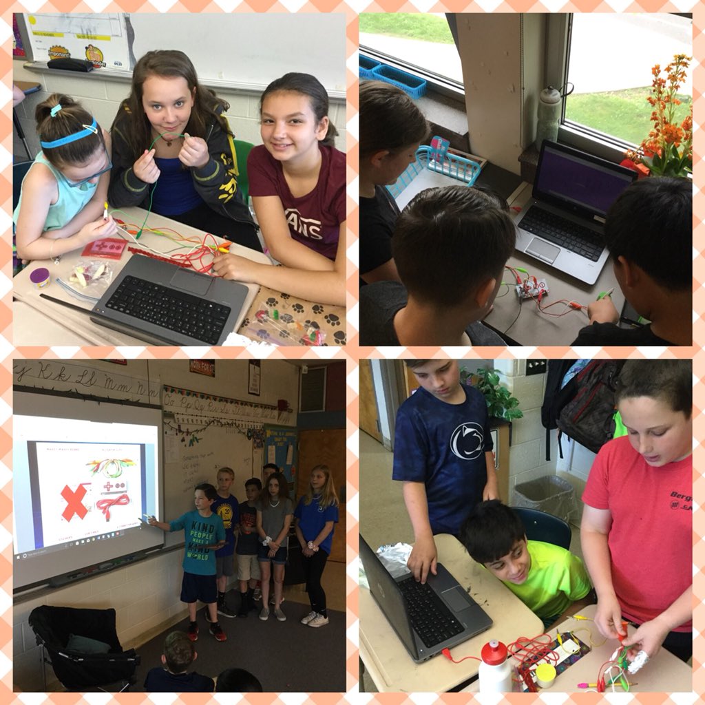 First challenge for #butlerinnovationday <a href="/CBButlerElem/">Butler Elementary</a>! How can students create a functional keyboard using everyday objects with #MakeyMakey? Thank you so much <a href="/QUESTbauggie/">Bridget Augustine</a> for this day of collaboration and creativity! Stay tuned all day for updates!