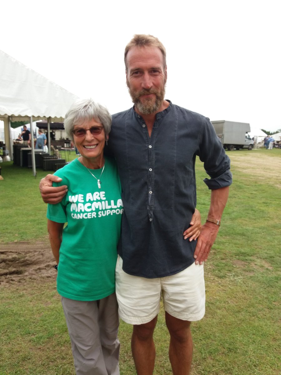 Our wonderful volunteer Maggie with Ben Fogle, who has just returned from Everest and is here at Decor Arcitectural at Fawley Hill in Henley <a href="/macmillancancer/">Macmillan Cancer Support</a> 😊