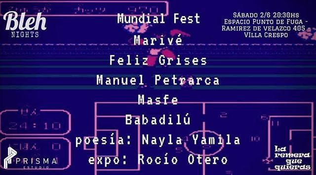 blehproduxiones's tweet photo. ESTE SÁBADO tenemos tremenda fecha en @espaciopdf : #MundialFest , te la vas a perder?
#BlehNights
#Cultura #BuenosAires
#Mundial https://t.co/ES2oJWOMkM https://t.co/NDjaqNsohf