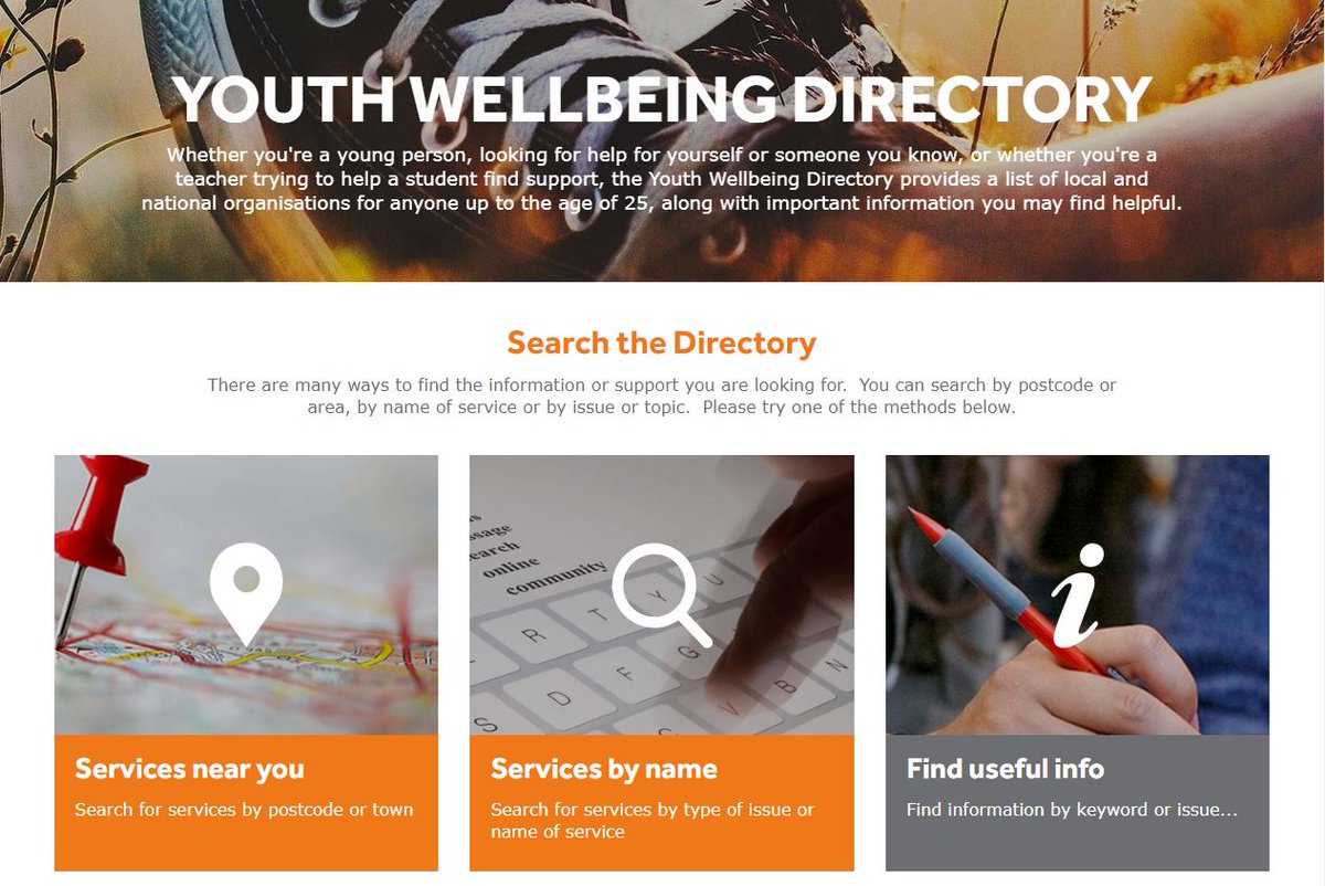 annafreuduk's tweet photo. Are you a child or young person looking for #mentalhealth help or support this #InternationalChildrensDay?  The Youth Wellbeing Directory has over 1,300 free services across the UK 
Visit: https://t.co/BRWDYIJB2d https://t.co/HI0WLmSOOo