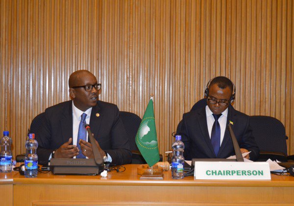 AUC_PAPS's tweet photo. .@NgogaFred, Head, #CPEWD, @AU_PSD updates Council on progress made by #AUC to facilitate #AUBP implementation at continental, regional & national levels- Today, more than 27 #MSs took advantage of the #AUBP in the delimitat/n &demarcat/n of their maritime/ terrestrial boundaries https://t.co/UrGV2ZOjeu