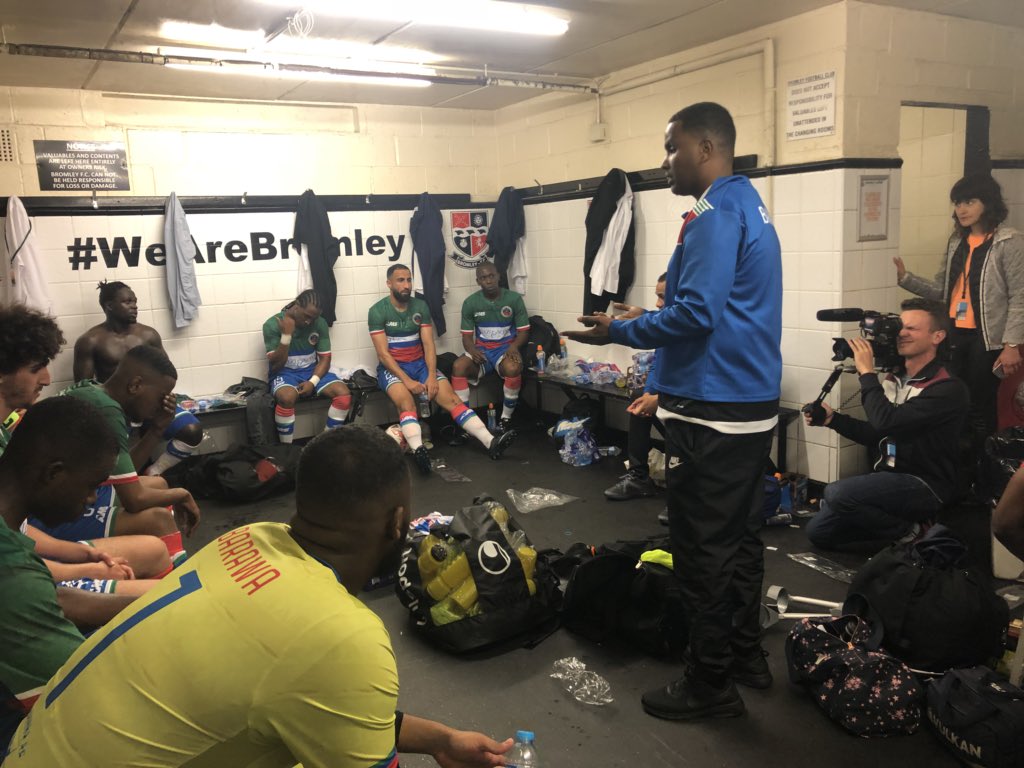FABarawa's tweet photo. Our first ever @CONIFAOfficial #WFC game couldn’t have gone any better. Thank you to all who showed us so much love and hope everyone enjoyed the game! @paddypower great commentary! @clattenburg1975 great officiating! #rest #oneatatime #wfc18 #barawa #somalia #peace #hornstarssc https://t.co/hpMCMI36Oz