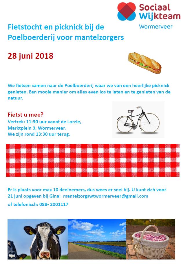 SWTWormerveer's tweet photo. Bent u mantelzorger? Fiets op 28 juni 2018 dan met ons mee naar de Poelboerderij. Ontspannen in de mooie natuur en lekker picknicken! https://t.co/o0ytb5MEuj