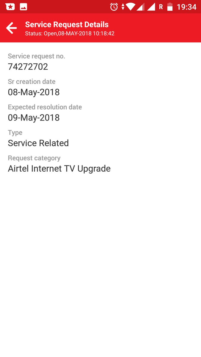 nickgupt's tweet photo. @Airtel_Presence  Service request not resolved from 25 days. Even after follow up no resolution. https://t.co/uARiS2CqLh