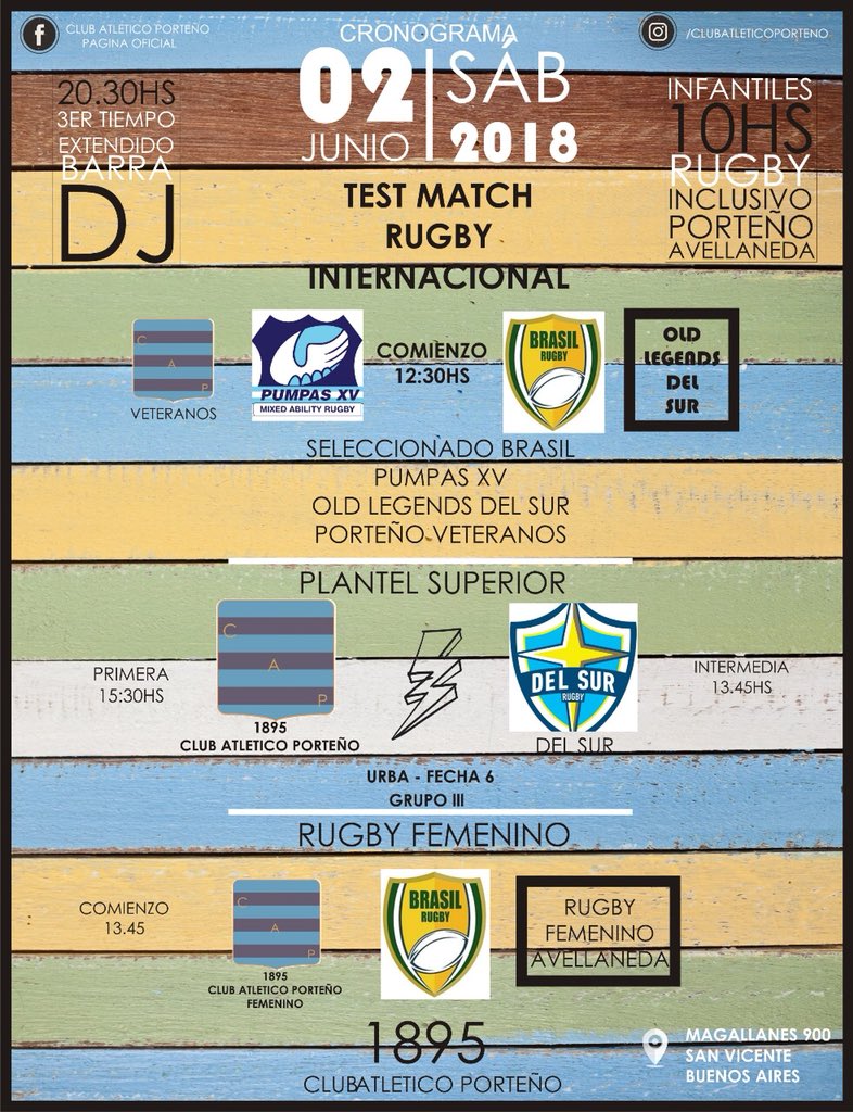 Mira que cronograma para este próximo sábado! Nos juntamos 12hs venite!!!🏉 Te Esperamos!!
Club Porteño de San Vicente Nos Recibe!

#AbriendoCaminos 
#mixedabilityrugbyargentina 
#rugbyinclusivo 
#Rugby4all 
#inclusion 
#convivencia
