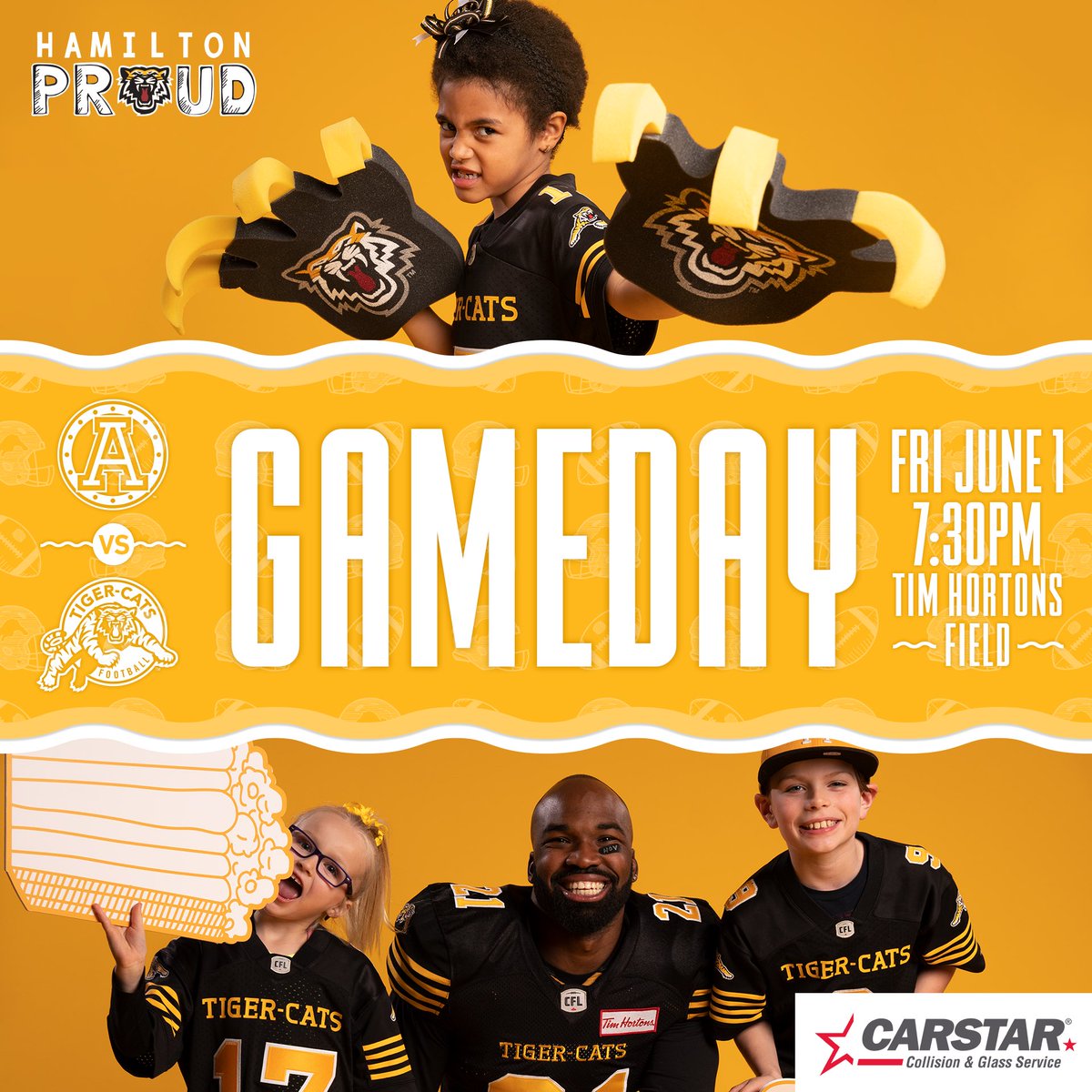Ticats's tweet photo. GAMEDAY in TigerTown!
🆚 @TorontoArgos
📍 @TimHortonsField
⏰ 7:30PM
📻 @TSN1150
📺 @TSN_Sports 4 & 5
#HamiltonProud | #CFLGameDay https://t.co/brdhybHDoS