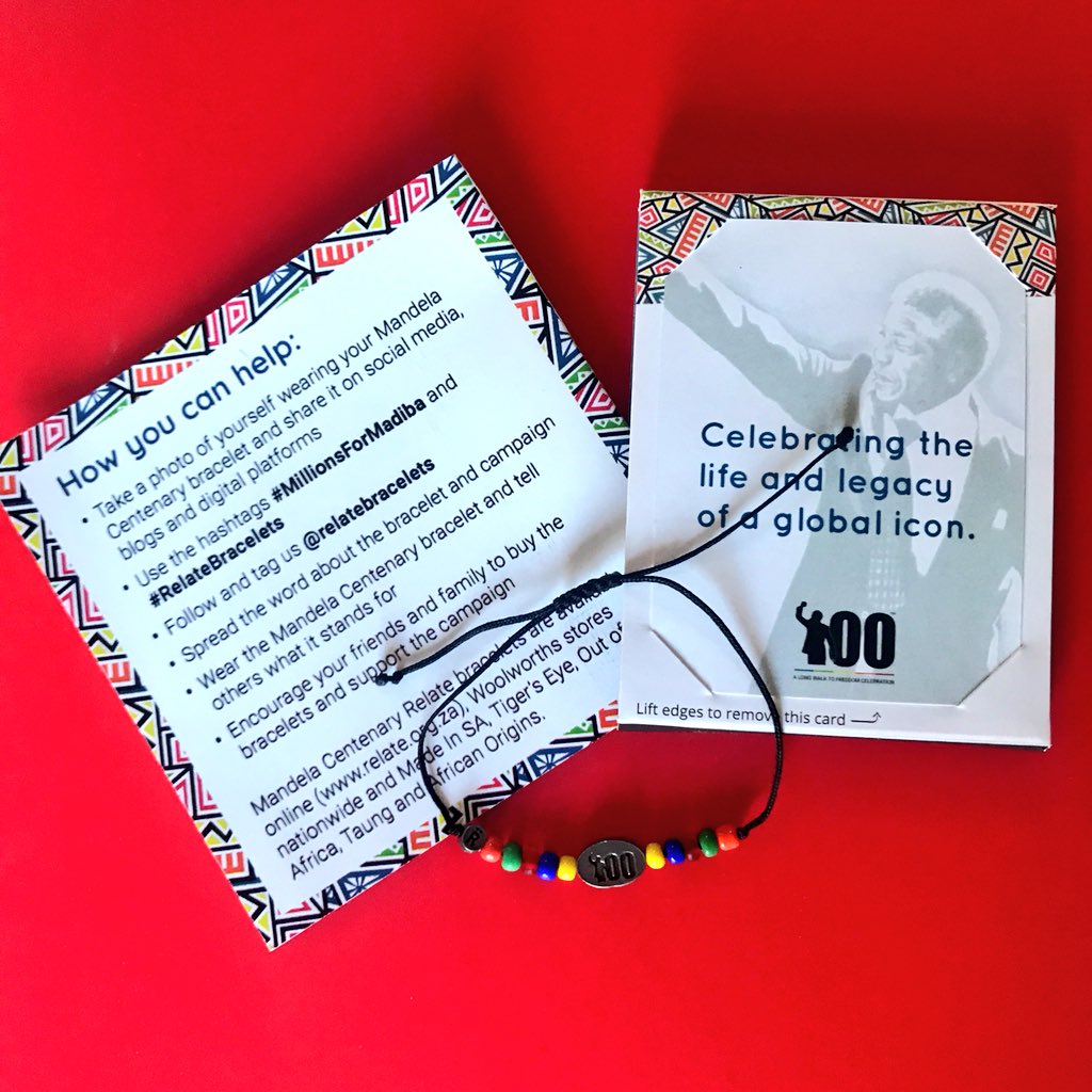 AndriesF4's tweet photo. By wearing my Mandela Centenary @RelateBracelets Iโm showing my support for childrenโs literacy & helping to create jobs in South Africa. #MillionsForMadiba #RelateBracelets ๐๐ผ๐ฟ๐ฆ @WOOLWORTHS_SA https://t.co/lnudfmAkJL
