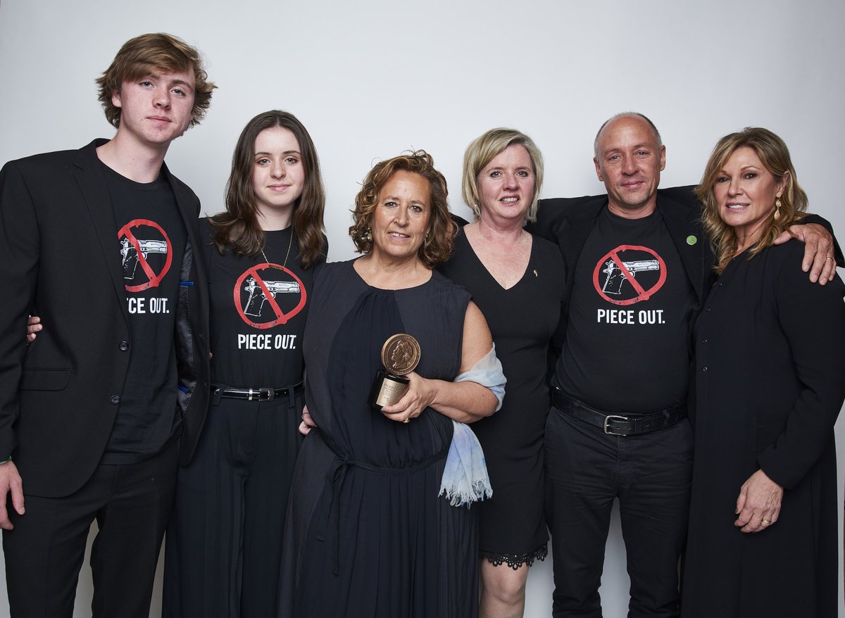 On #NationalGunViolenceAwarenessDay we salute survivors of mass shootings  like the Barden family who shared their stories in the 2017 #Peabody-winning "@NewtownDoc." The Barden's youngest child, Daniel, was killed at Sandy Hook Elementary School in 2012. peabodyawards.com/award-profile/…