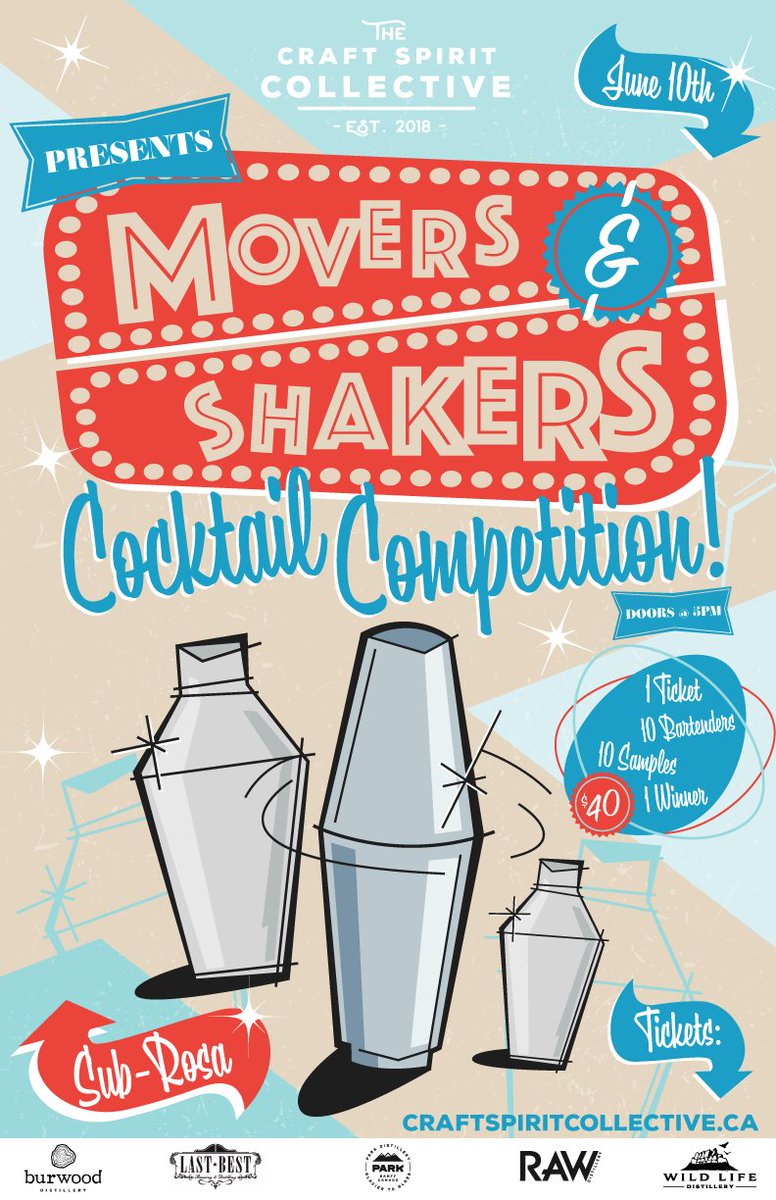 Upcoming cocktail competition! $40 to try 10 cocktails by 10 killer bartenders using only Alberta Craft Spirits! #yyc #yycevents