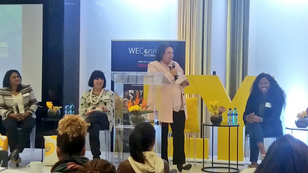 WEConnect_SA's tweet photo. Panel on success stories from women business owners on technology and innovation for growth lead by @taraturk1, Vimala Ariyan, Janice Scheckter, Ayanda Mzondeki. #WinningWomen #WEConnectSA2018 https://t.co/60LYrjNG0u