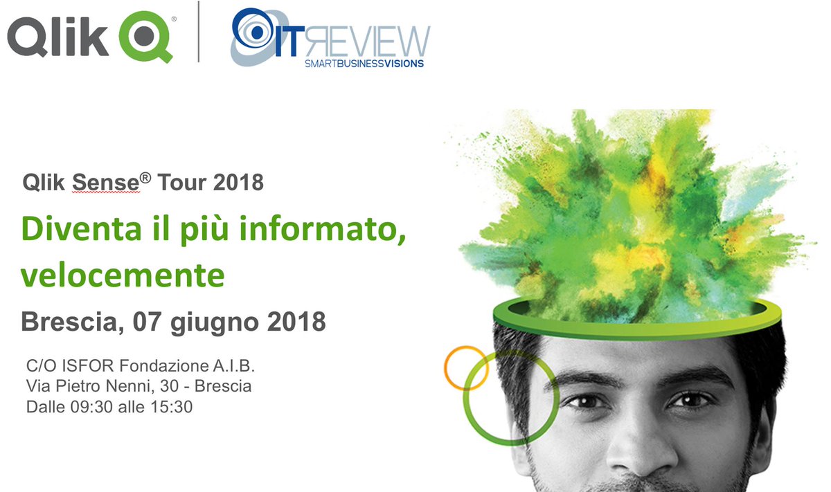 ITReview_Social's tweet photo. LAST CALL! Qlik Sense Tour 2018 - Tappa di Brescia
Il 07 Giugno 2018 dalle 09:30 C/O Isfor Fondazione AIB - Via Pietro Nenni, 30 - Brescia
Abbiamo superato i 70 iscritti, ultimissimi posti disponibili.
Vi Aspettiamo, iscrivetevi qui: https://t.co/OSEFXu8Mww https://t.co/GjaeXv8tsp