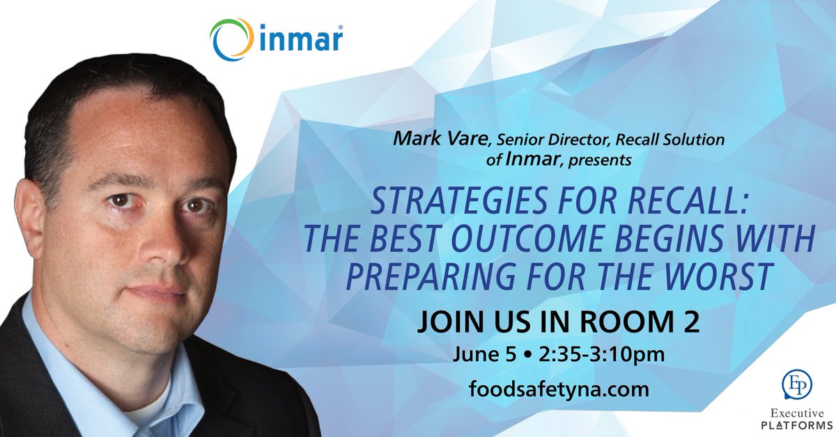 EP_NAFS's tweet photo. Mark Vare, Senior Director, Recall Solution of Inmar, will speak about, "Strategies for Recall: The Best Outcome Begins with Preparing for the Worst" in Conference Room 2 at #NAFS18. https://t.co/0CPXzxz8Xl