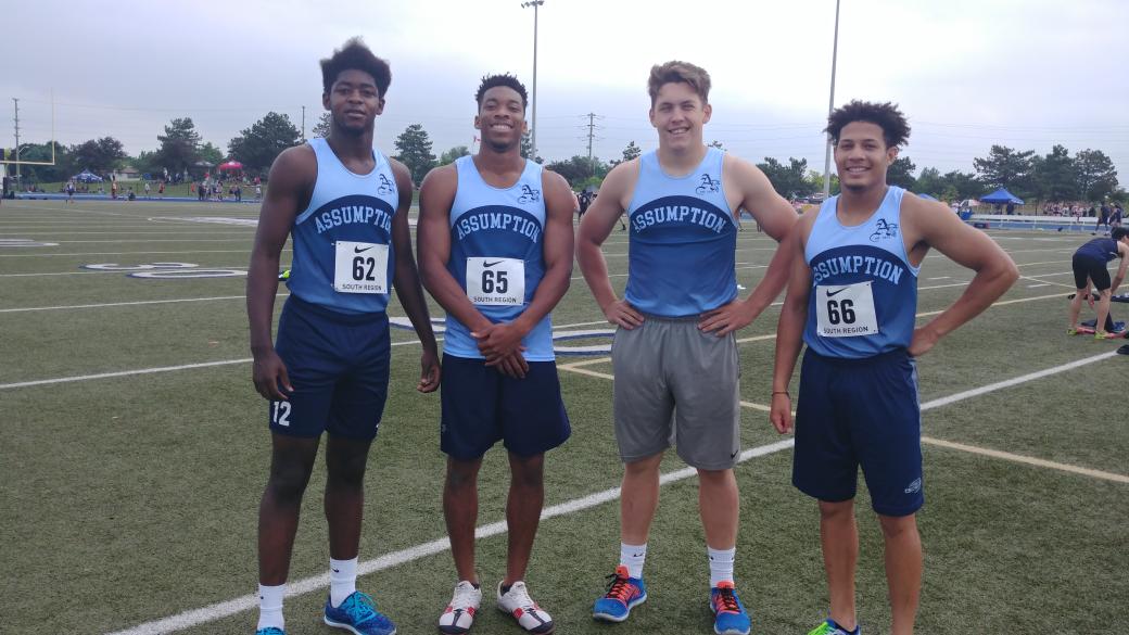 Sr. Boys 4x100 relay team representing <a href="/ACSSCrusader/">Assumption Crusader</a> @ south regionals!