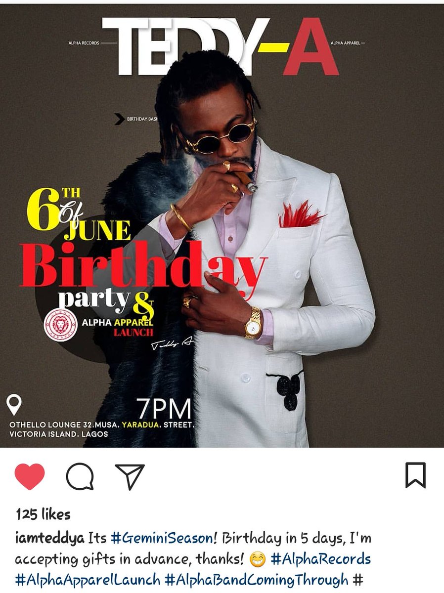 d_monedi's tweet photo. Geminiseason and birthday loading
#Alphanation #AlphaApparel #DownbyTeddyA #bamteddy 
#Alphaband #AlphaApparelLaunch
#Alpharecords 

I smell another performance. I want yo fly to Nigeria https://t.co/fq5gFCCUX6