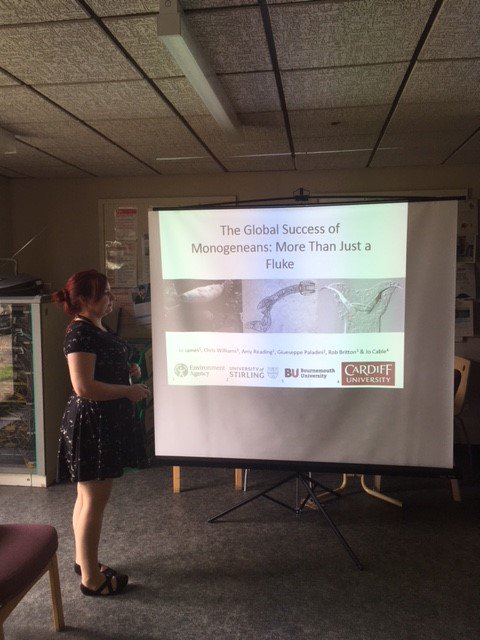 FishLab_EA's tweet photo. Today Neil and Jo gave very interesting talks to the rest of the team. We learnt about the #bacteria Lactococcus garvieae from Neil and #Monogenean parasites from Jo. Good job both! #fishlab #fishhealth #teamea https://t.co/hWsqZypHtP