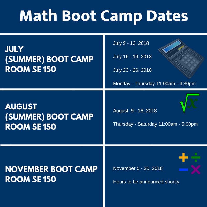 Attention Owls! Math Boot Camp is right around the corner! The following dates are now open. Sign up today! #MathBootCamp #FAU
