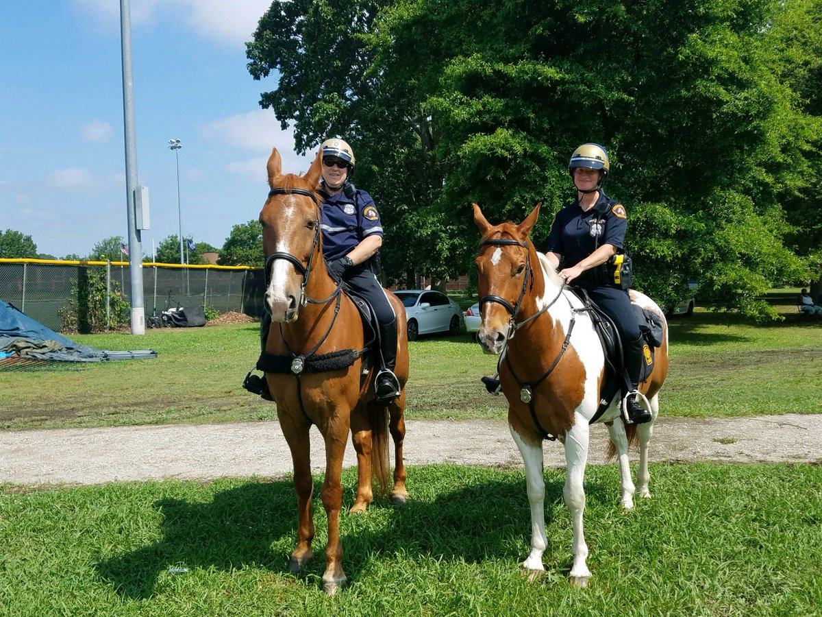 PortsmouthPD's tweet photo. Our Mounted Patrol Unit Officers are at Woodrow Wilson High School today for the Portsmouth Public Schools Special Olympics – Little Feet Meets & Young Athletes. #MountedPatrolUnit https://t.co/rjK2uxOEak