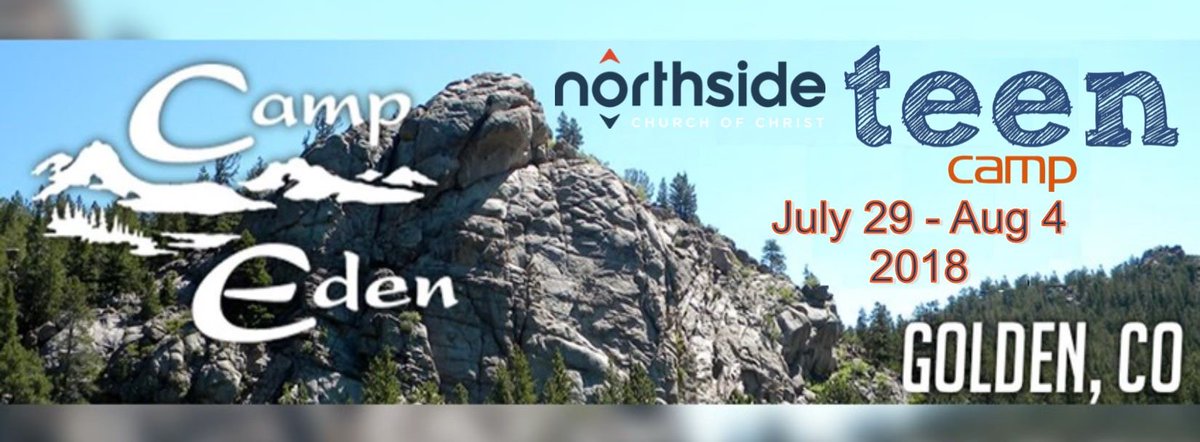 NorthsideTeens's tweet photo. Calling all Teen Campers! This summer's Teen Camp will be July 29 - Aug 4 at Camp Eden near Golden, CO. Registration packets can be found in the teen room, at the information wall, or for download here --> https://t.co/kOH6CXhIKB https://t.co/gLzPv5tJF6