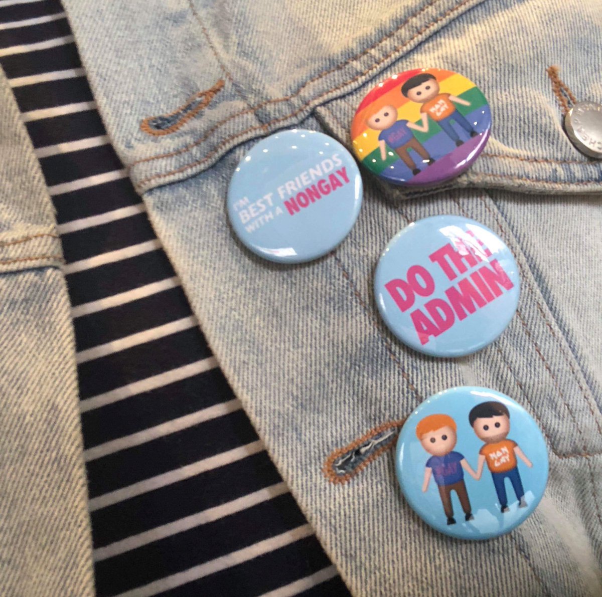 Love our new <a href="/gaynongay/">A Gay and A NonGay 🏳️‍🌈</a> badges ready for Pride Month &amp; our <a href="/brightonfringe/">Brighton Fringe</a> show tomorrow. Huge recommendation for @lovesbadges if you ever need badges making ❤️🌈