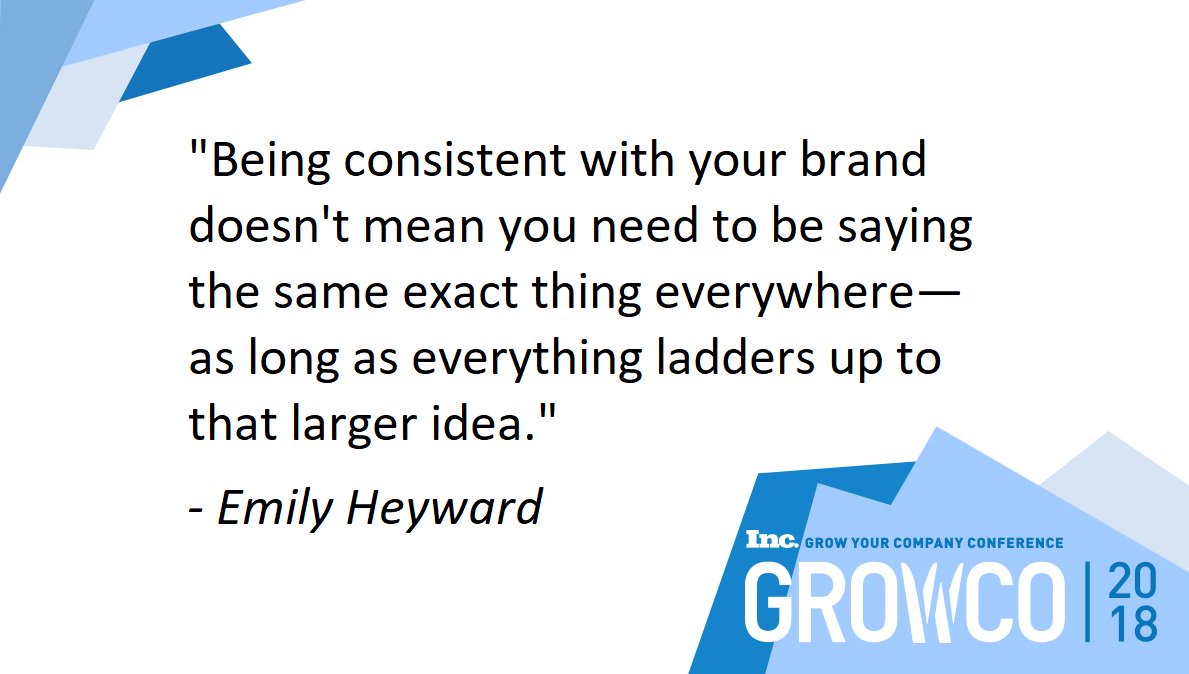 A #GrowCo18 audience question for @EmilyHeyward of @Redantler: How do you keep branding consistent when you have 2 different audiences for your product?