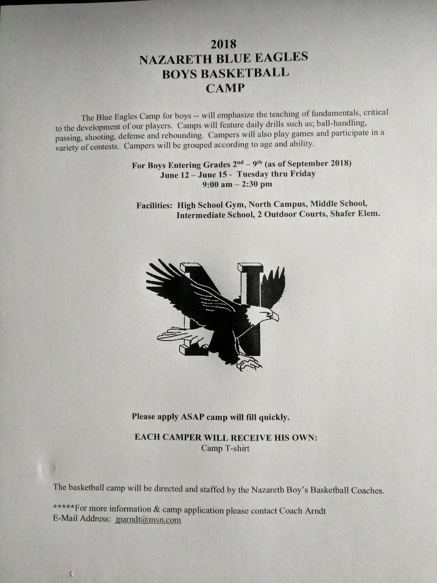 Reminder: Blue Eagle Boys Basketball Camp - June 12-15 - Grades 2nd - 9th
#summercamp #blueeaglebasketball
🏀🏀🏀🏀🏀🏀🏀🏀🏀🏀🏀🏀🏀🏀