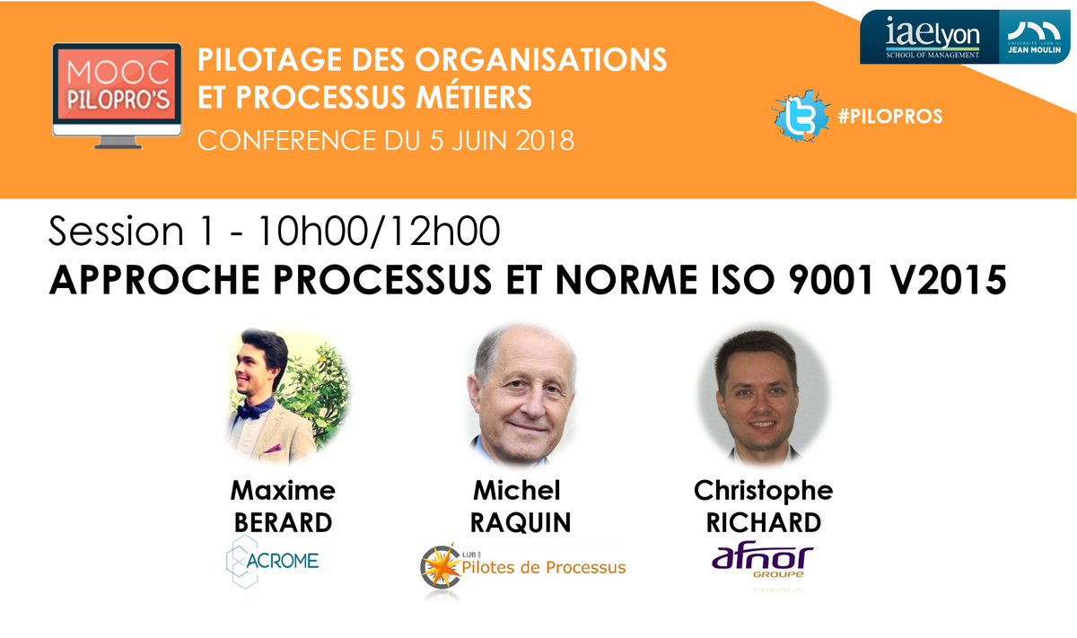 LeslieH_Fr's tweet photo. Rdv le 5 juin à l'@IAE_Lyon ou sur youtube @Pilopros pour notre conférence sur les #processus métiers 1/3 - Inscription pour le présentiel (uniquement) : https://t.co/Zwtmg6gL1A cc @AFNOR https://t.co/QClN1ATeOC