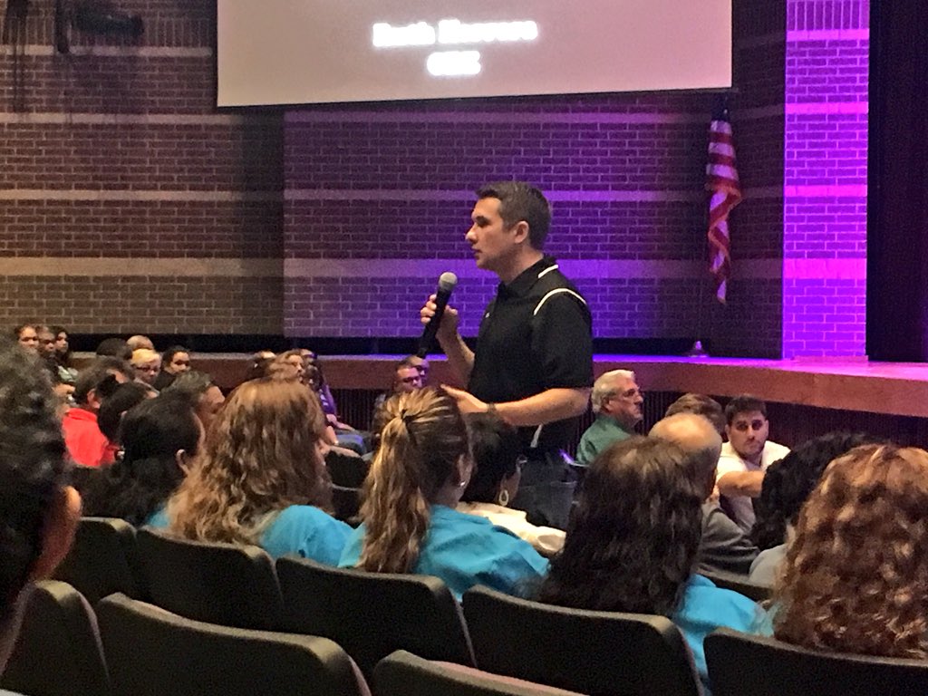 katyisd's tweet photo. “You guys do the work that nobody sees, but they all want done... it is an honor to get to work with you” - Katy ISD’s new assistant superintendent of operations @Ted_Vierling #katyisd #BeTheLegacy https://t.co/7hwY9020Dd