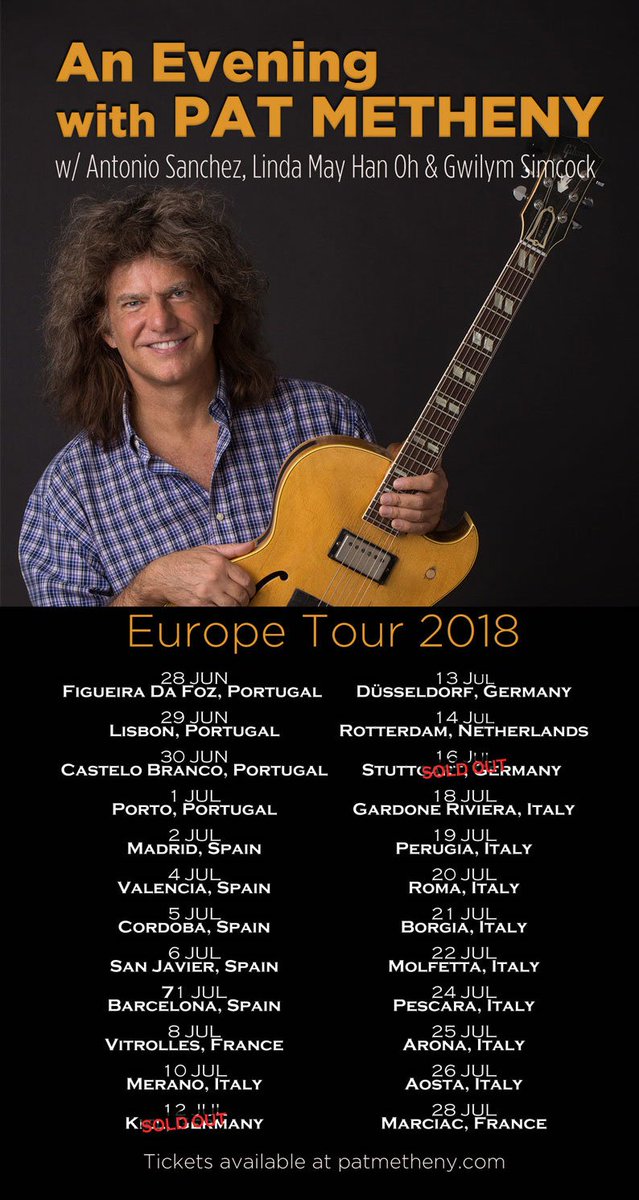 Just a few weeks until the European tour begins. What show are you going to?
Get your tickets --->> patmetheny.com/schedule/