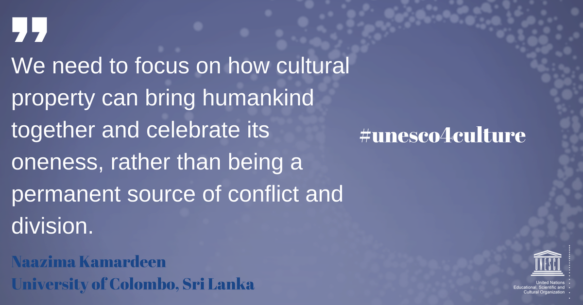 UNESCO_fr's tweet photo. Plutôt que d'être une source permanente de conflit et de division, nous devons nous concentrer sur la manière dont les biens culturels peuvent rassembler l'humanité et célébrer son unité.

- Naazima Kamardeen

Rejoignez le débat 👉#UnescoPourLaCulture

ℹ️https://t.co/kVaSosYNSv https://t.co/jdmFsmuCn9