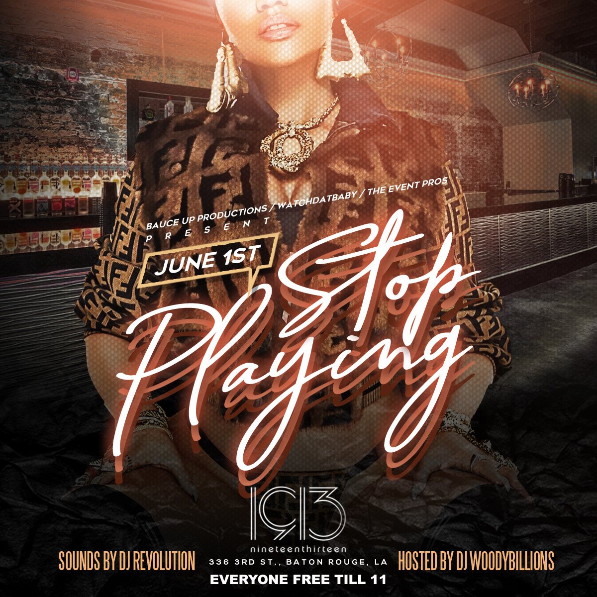 _JaeeeB18's tweet photo. Club 1913 Tonight 💥
“STOP PLAYING” 🤘🏾⛽️🔥
▪️▪️▪️▪️
• Club 1913📍
• 336 Third St.
• EVERYONE FREE TILL 11
@_djrevolution on the sounds 🔊
@djwoodybillions On The Mic🎤 ▪️▪️▪️▪️
⠀⠀⠀
Contact  @itsjusttwill for or 225-810-0402 for Sections &amp; Birthdays✔️ https://t.co/rIuxUFpCtT