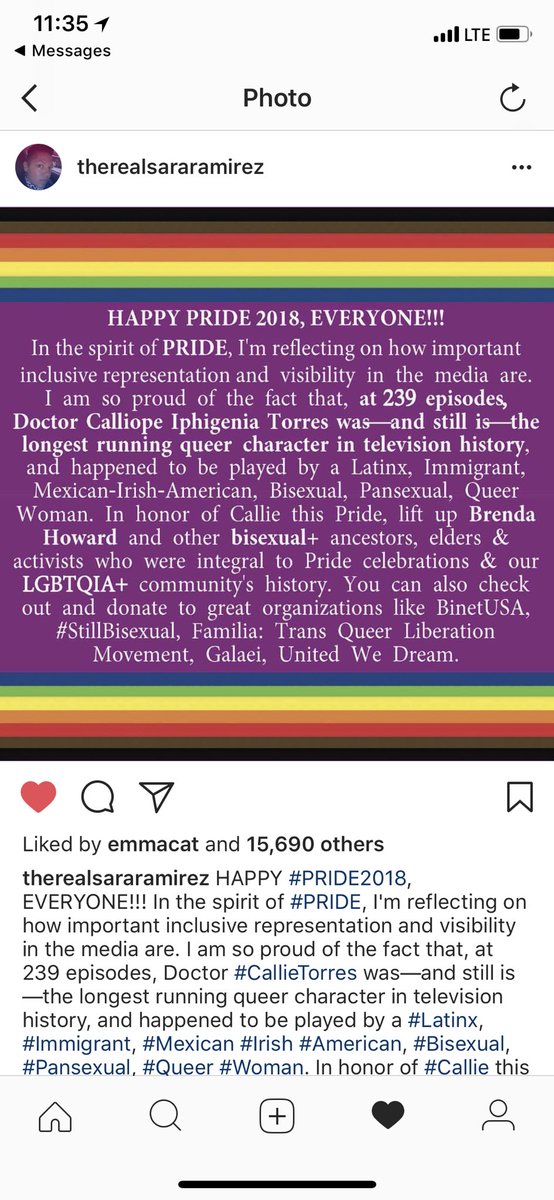 GinaLCavallo's tweet photo. @SaraRamirez #pride2018 #RepresentationMatters #bisexual #pansexual #lgbtq #pride https://t.co/b82A2YyY1B