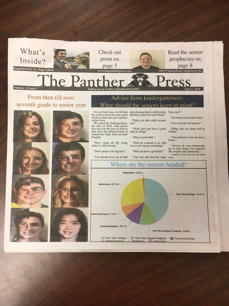 PantherPressSHS's tweet photo. Volume 12 Issue 7 was released at lunches today! #SeniorIssue https://t.co/fRYKuxV0zC