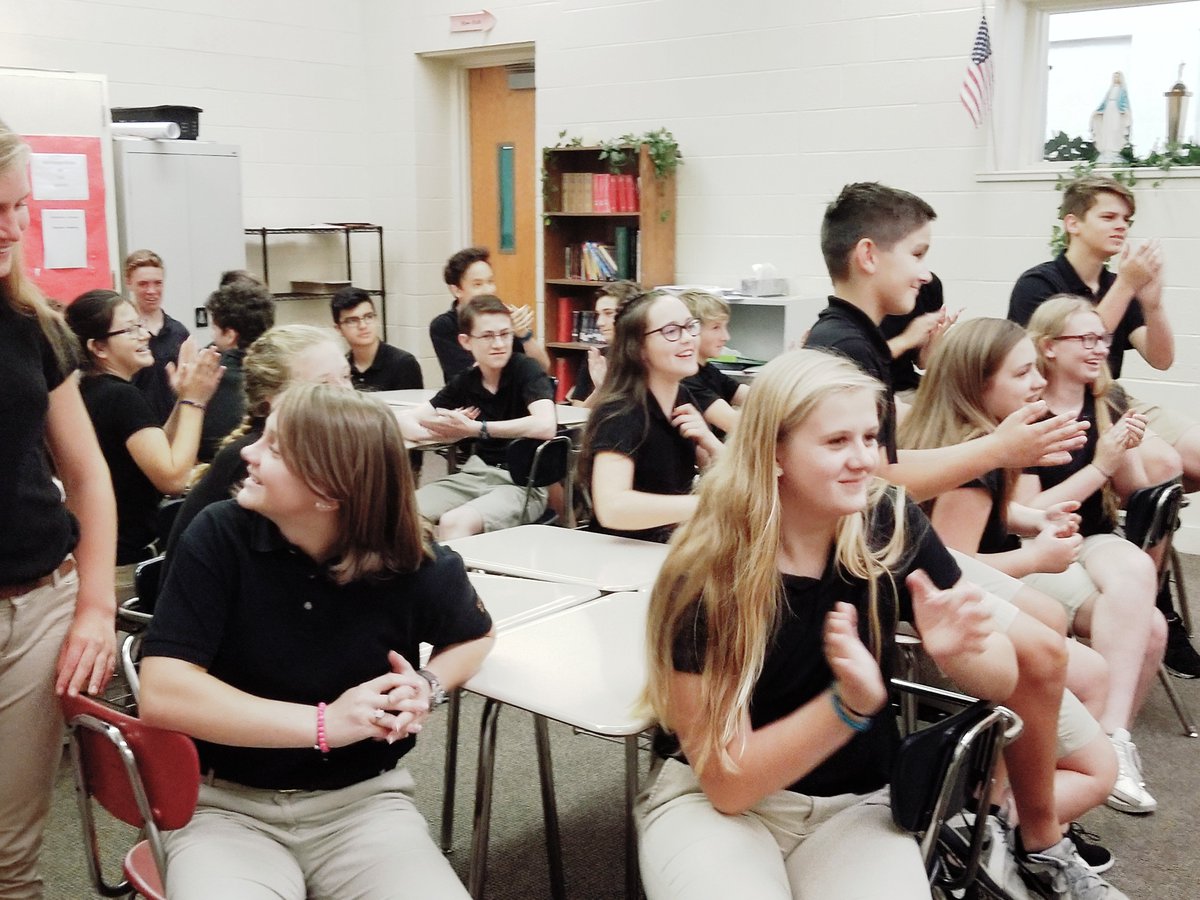 stselkhart's tweet photo. Our 8th graders got an awesome treat this morning when the 7th graders surprised them with a special graduation celebration that they organized themselves (with the helm of Ms. Helm). It's amazing to see the admiration our younger students have for our 2018 grads! #STSAchieves https://t.co/PRtwpUFCiH