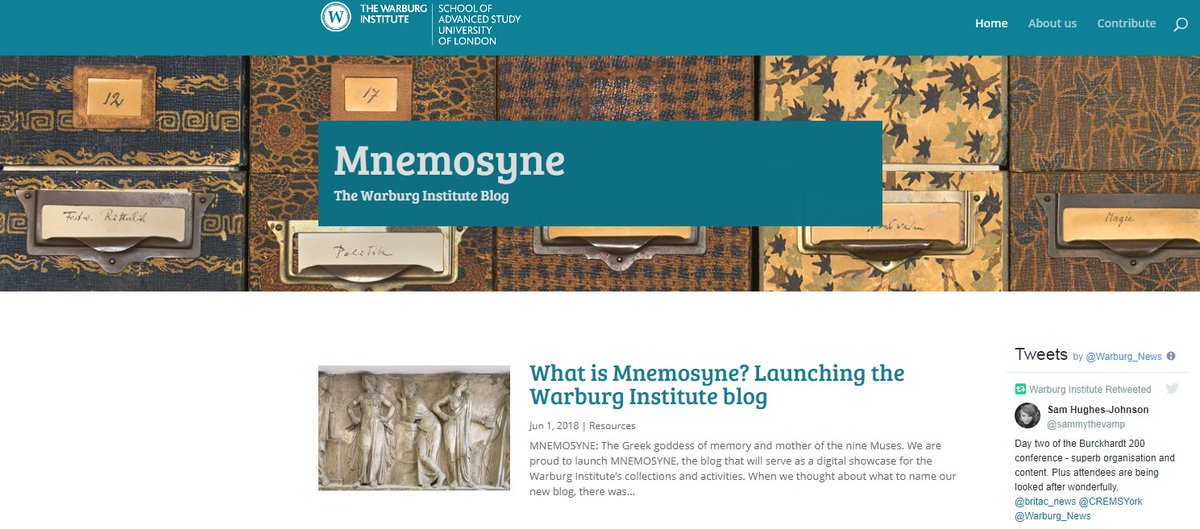 Warburg_News's tweet photo. We are delighted to launch MNEMOSYNE, the blog that will serve as a digital showcase for the Warburg Institute’s collections and activities. We hope you will enjoy reading these regular updates from our staff, students &amp; visiting scholars. https://t.co/haeBwMu79J https://t.co/7aMypu0kFR