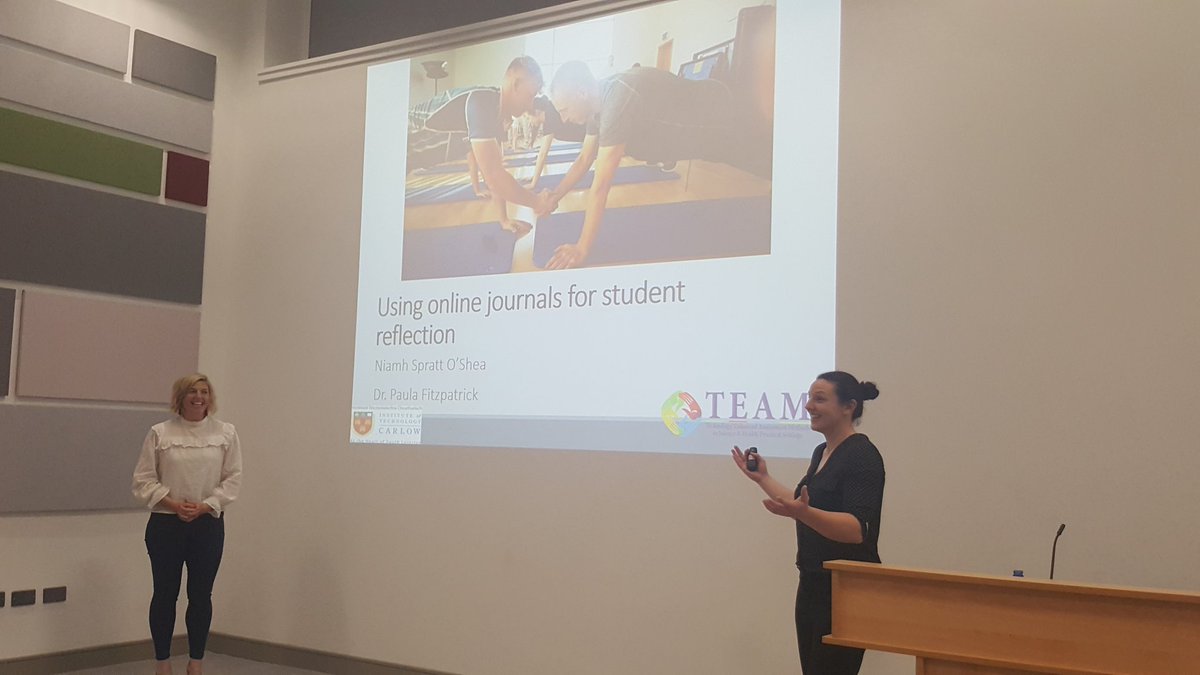 NiamhSOS1's tweet photo. Presenting @ILTAtweets with @Paula_Fitz on the use of online journals for reflection. Another great #EdTechIE18 Well done @itcarlow https://t.co/j8VWCwZHe8