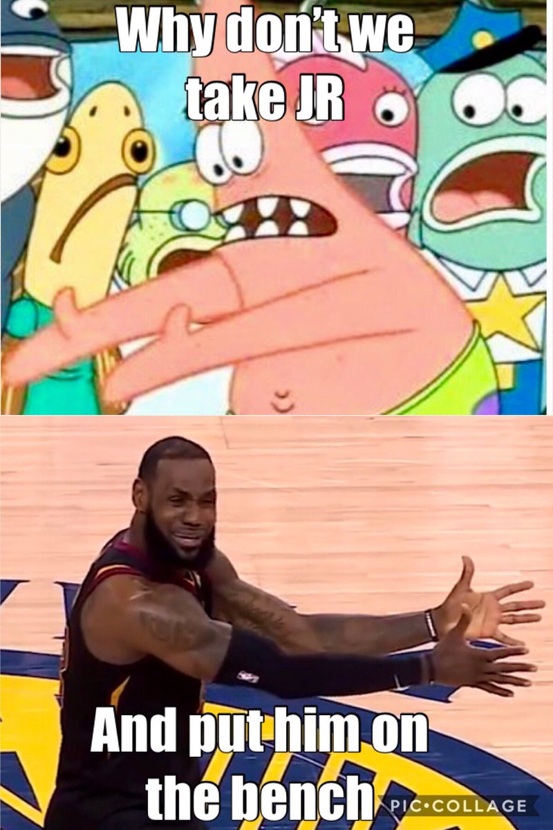 Brendone's tweet photo. How Lebron feels after Game 1 #Lebron #JRSmith #NBAFinals @BleacherReport @NBAonABC @barstoolsports https://t.co/Fu3izTqp2e