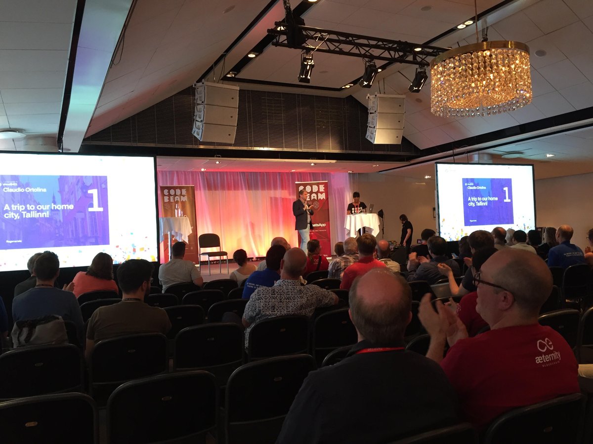 CodeBEAMio's tweet photo. Congratulations to @cloud8421 for winning the Coingaming competition at #codeBEAMSTO - a trip to Tallinn! #coingaming #funfastandfair #erlang #onlinegaming https://t.co/o8YWixZX5M