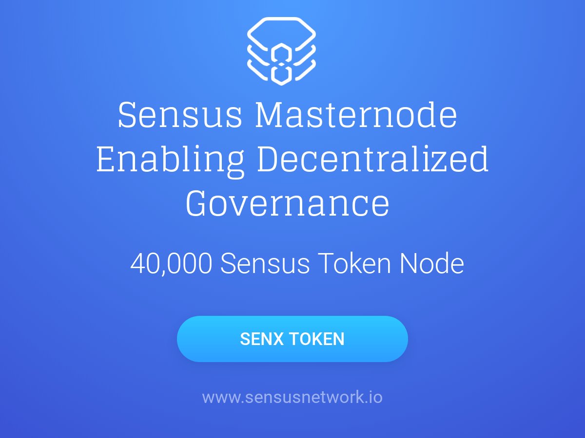 Sensus Masternode Network ♾
Decentralized Nodes - Ballot Proxy
Wallets locked with Sensus Token act as Secure Decentralized Nodes . 

Decentralized Masternode makes all transactions that takes place during elections  anonymous and transparent . 

Like &amp;  RT to get $500 $SENX !!