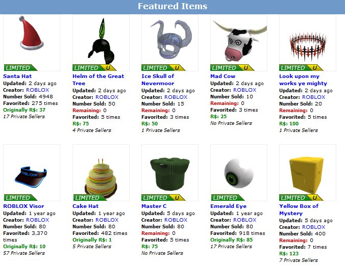 Roblox Catalog Items