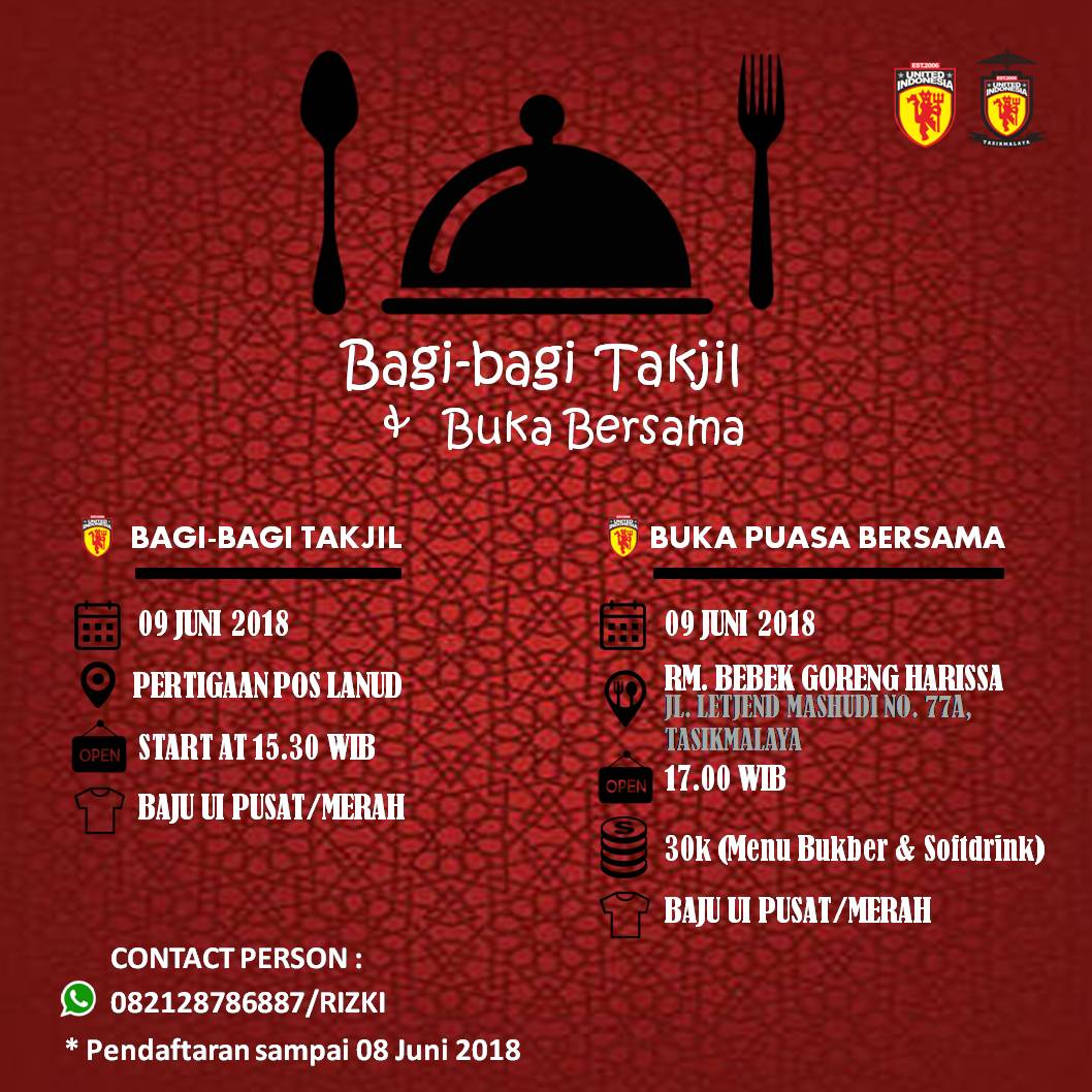 Assalamualaikum, wr, wb.

Bagi-bagi takjil dan buka puasa bersama United Indonesia Tasikmalaya.

Selamat menunaikan ibadah puasa #Ramadhan 1439 H 🙏