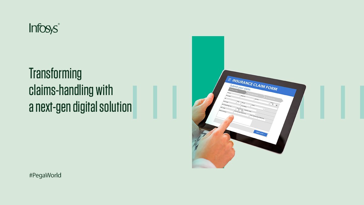 InfosysEvents's tweet photo. Join us and @AGCS_Insurance at the Tech Pavilion as we showcase how we are transforming claims as a strategic function. Learn how @Pega BPM helped in this journey and how #analytics, #RPA and #MachineLearning are being leveraged. https://t.co/bjV1XisS6s #PegaWorld https://t.co/aaEW8OrVNU