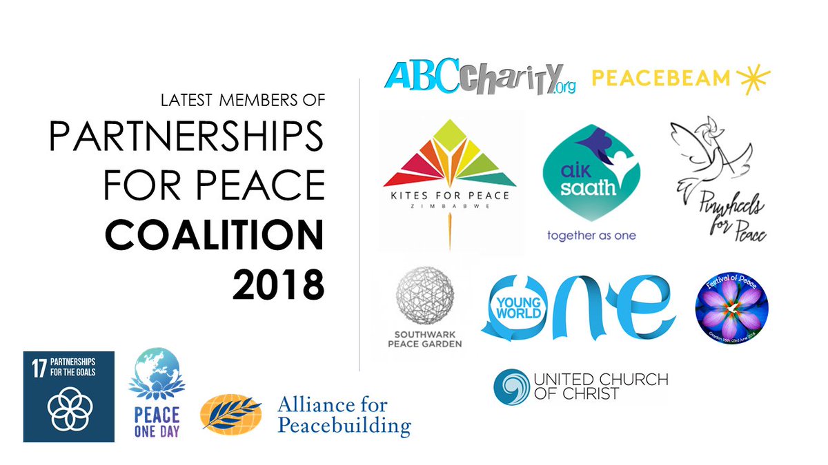 PeaceOneDay's tweet photo. Shout out to the latest #PeaceDay Partnerships for Peace Coalition members: @OneYoungWorld @abccharity_org @peacebeam_ @AikSaath @pinwheels4peace @FestofPeace @unitedchurch #ff #FollowFriday @AfPeacebuilding https://t.co/sGiWPiDQAi