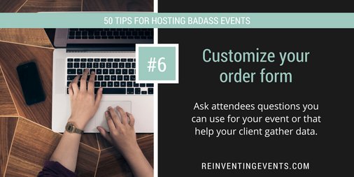 Do you customize your #registration form? 📝 You can use it to ask for food restrictions, Twitter handles &amp; more. Click to read all 50 Tips For Badass Event Planning! #EventProfs #BadassEventPlanning #50Tips #Events #Conferences #TradeShows
bit.ly/re50tips
