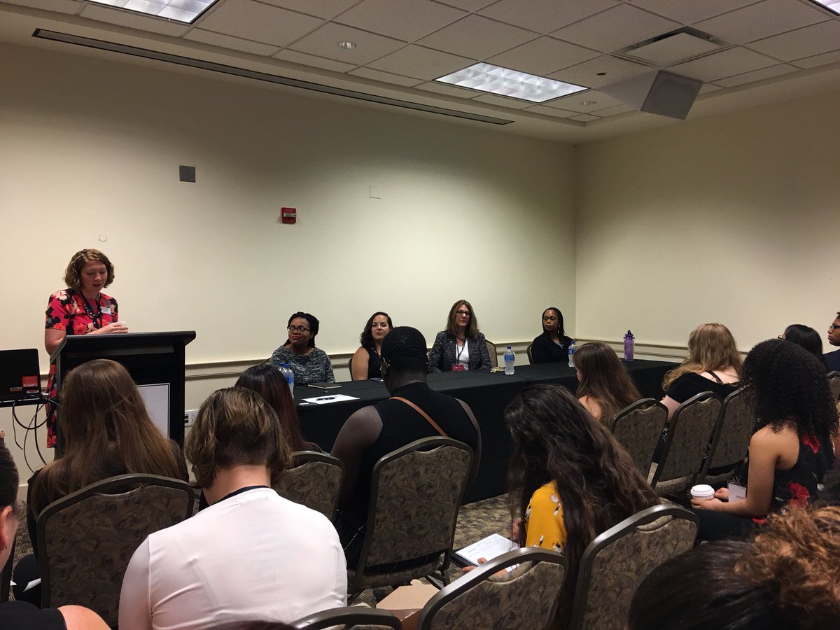 UMDPublicHealth's tweet photo. Asst. Dean Amanda Grimes talks to young women at @AAUW event about secure finances for a secure future. Her advice - “don’t be afraid to negotiate your salary and get what you are worth!” #NCCWSL18 @acgrimes https://t.co/081KKoFRwq