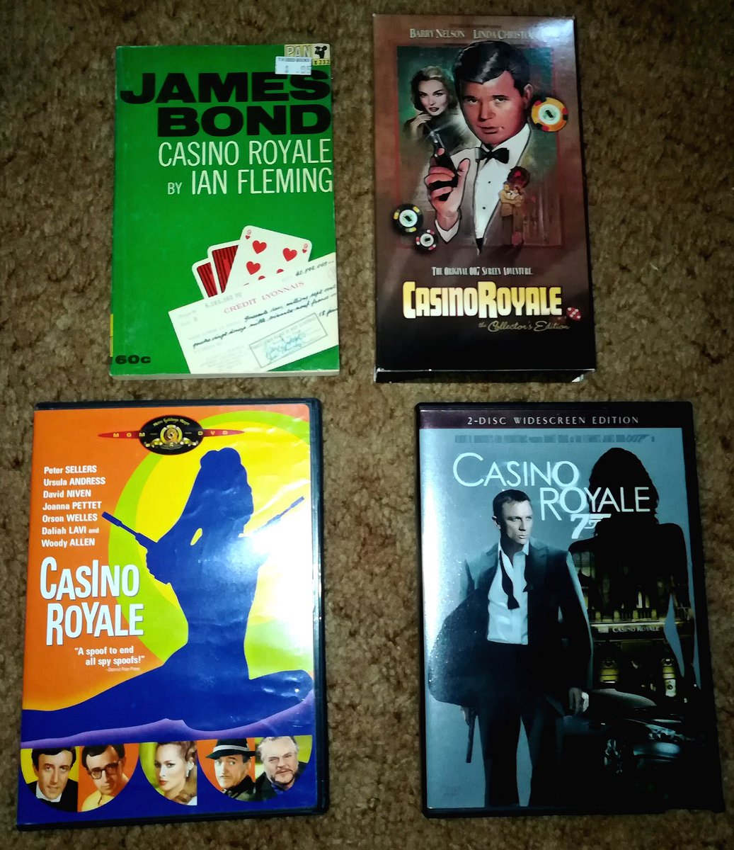 4 ways to indulge in #JamesBond's Casino Royal. Most people don't know that the true original #007Flick is Barry Nelson as Bond in the 1954 Casino Royal. I think these may be in my watch list on my #BondMarathon 2018 progress. 
#ClassicMovies #SpyNovels #MovieNight #FilmTalk
