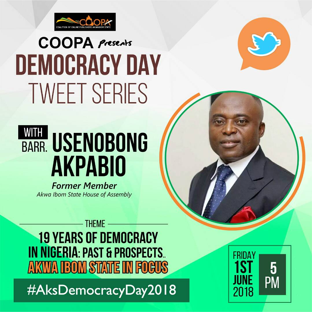 iamrealconrad's tweet photo. If our youths are engaged positively, our youths won't be out there fighting and causing violence during elections. - Hon Usenobong Akpabio #AksDemocracyDay2018 https://t.co/l7MbLCedID