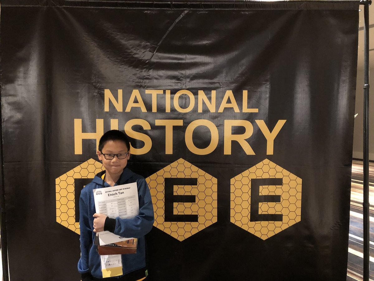 NatlHistoryBee's tweet photo. Enoch Tan from Fairfax Va enjoying his time at the history bee. https://t.co/ZuDj6SuyU9