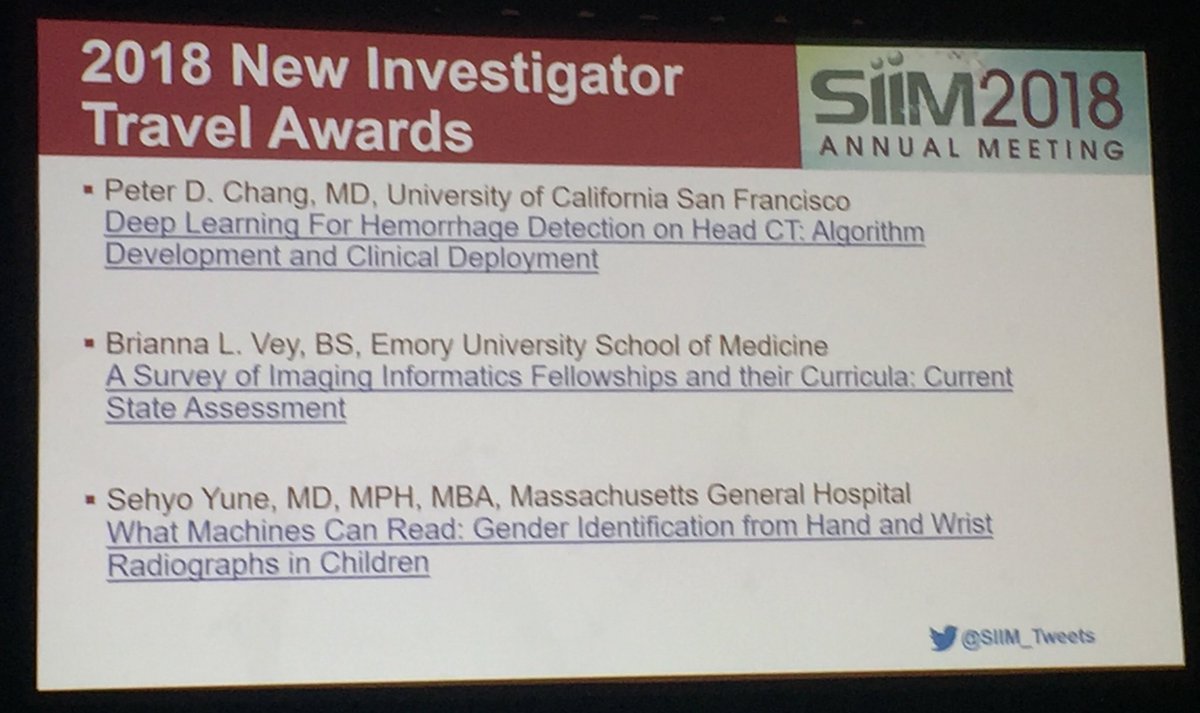 Congrats <a href="/brianna_lysbeth/">Bri</a> on winning the #SIIM18 New Investigator Travel Award! 

cc: @siimRFDS @EmoryRadiology