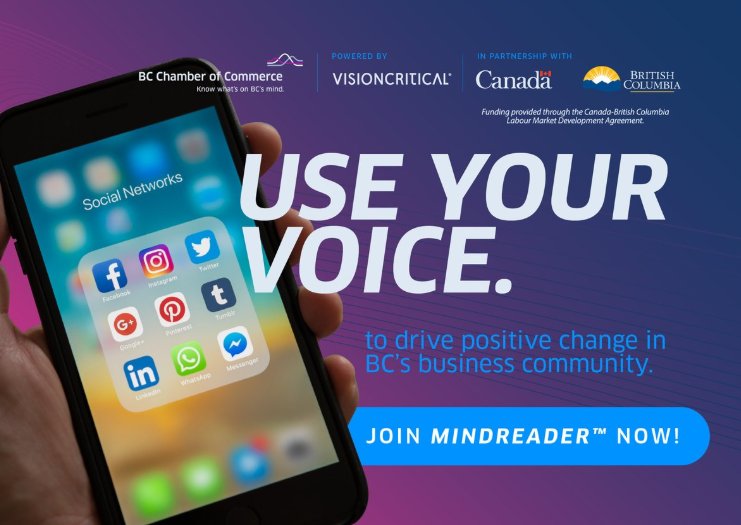 SkilledTradesBC's tweet photo. Introducing #BCMindReader - an innovative platform from @bcchamberofcom to share your views on labour market issues in BC.  Sign up for free and start using your voice: https://t.co/TCo83eBmdw https://t.co/zkc5KeQU0L